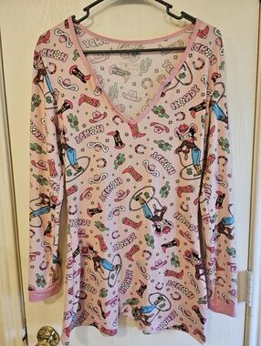 Betty Boop cowgirl print long-sleeve one-piece pajama romper